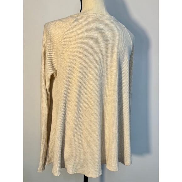Free People Thermal Oatmeal Beige Long Sleeve Top We the Free Tee Small - Picture 3 of 8
